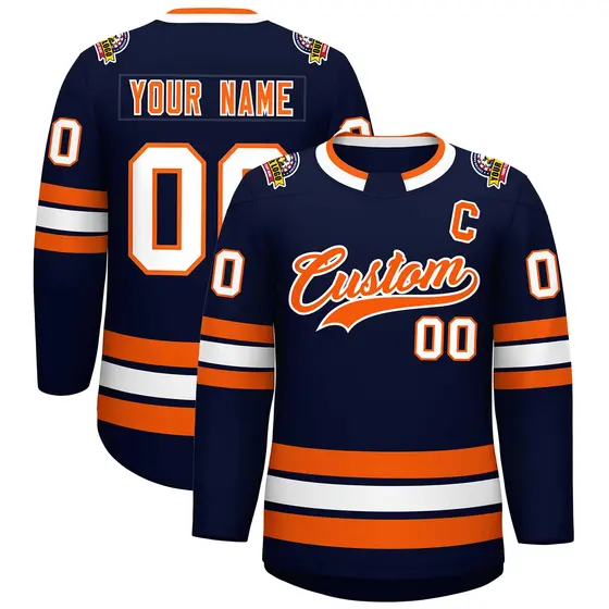 Navy Orange-White Classic Hockey Jersey