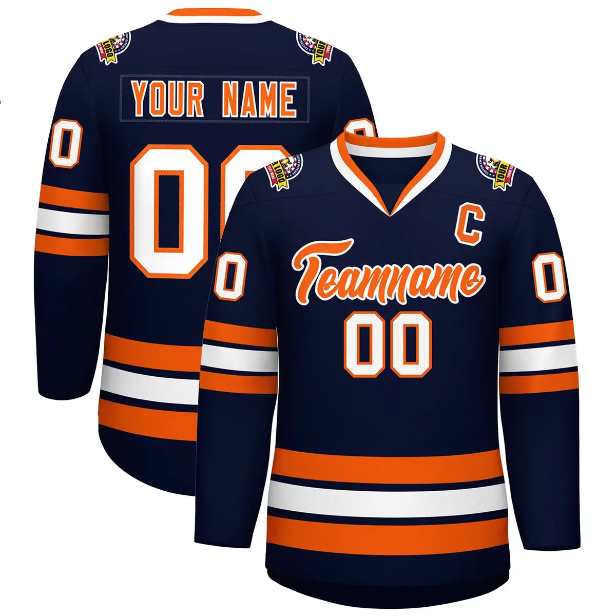 Navy Orange-White Classic Hockey Jersey