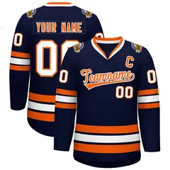 Navy Orange-White Classic Hockey Jersey