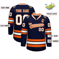 Navy Orange-White Classic Hockey Jersey 2