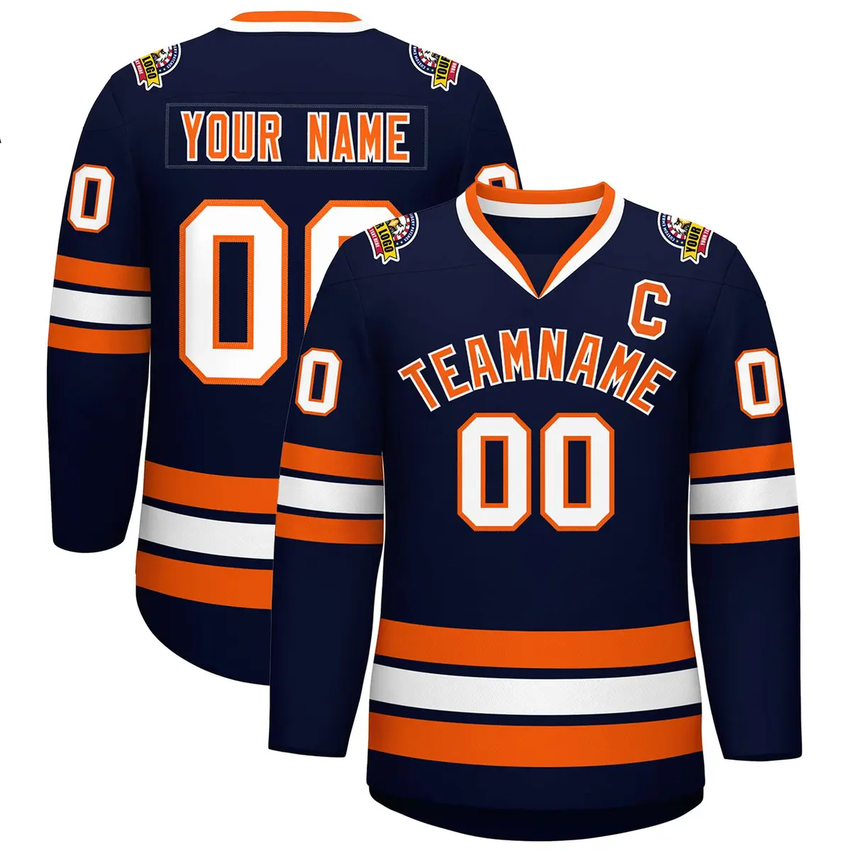 Navy Orange-White Classic Hockey Jersey