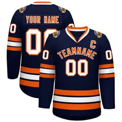 Navy Orange-White Classic Hockey Jersey
