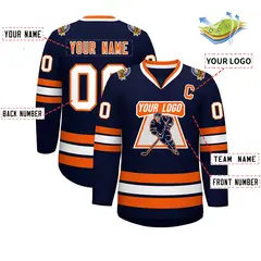 Navy Orange-White Classic Hockey Jersey 2