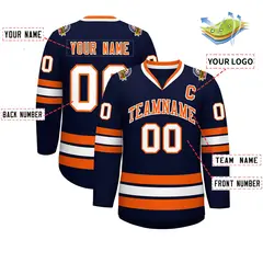 Navy Orange-White Classic Hockey Jersey 2