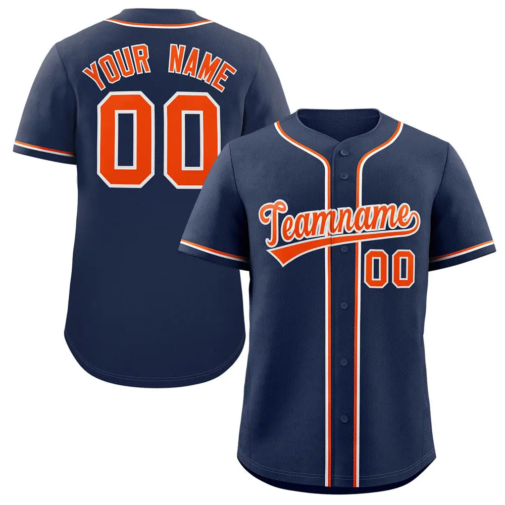 Navy Orange-White Classic Style Authentic Baseball Jersey