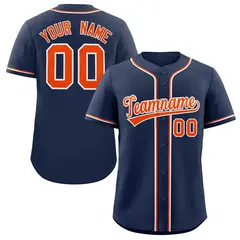Navy Orange-White Classic Style Authentic Baseball Jersey