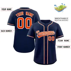 Navy Orange-White Classic Style Authentic Baseball Jersey 2
