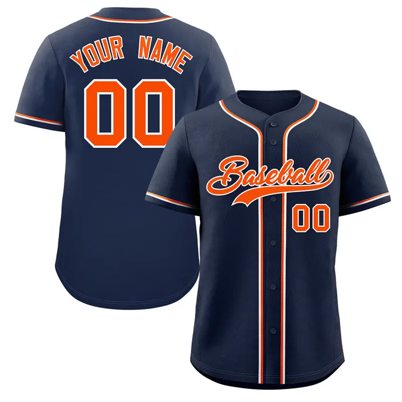 Navy Orange-White Classic Style Authentic Baseball Jersey