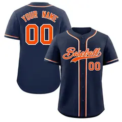 Navy Orange-White Classic Style Authentic Baseball Jersey 1