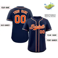 Navy Orange-White Classic Style Authentic Baseball Jersey 2
