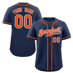 Navy Orange-White Classic Style Authentic Baseball Jersey 1