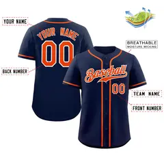 Navy Orange-White Classic Style Authentic Baseball Jersey 2