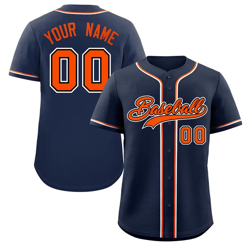 Navy Orange-White Classic Style Authentic Baseball Jersey