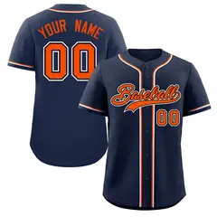 Navy Orange-White Classic Style Authentic Baseball Jersey