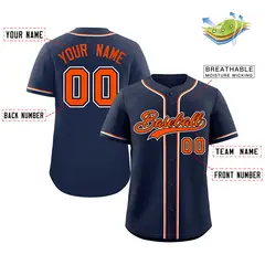 Navy Orange-White Classic Style Authentic Baseball Jersey 2