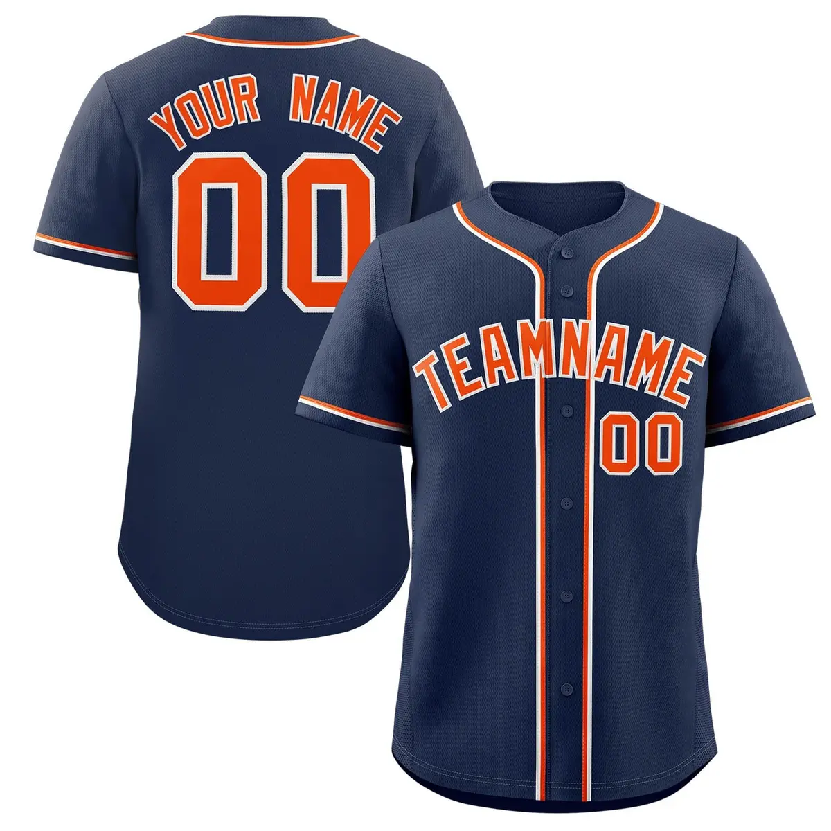Navy Orange-White Classic Style Authentic Baseball Jersey
