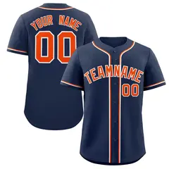 Navy Orange-White Classic Style Authentic Baseball Jersey