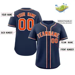 Navy Orange-White Classic Style Authentic Baseball Jersey 2