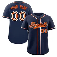 Navy Orange-White Classic Style Authentic Baseball Jersey