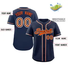 Navy Orange-White Classic Style Authentic Baseball Jersey 2