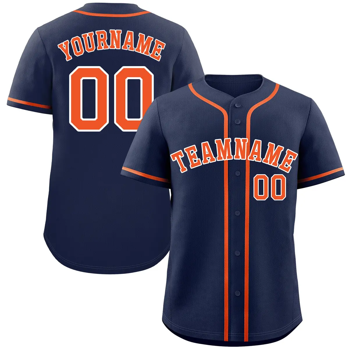 Navy Orange-White Classic Style Authentic Baseball Jersey
