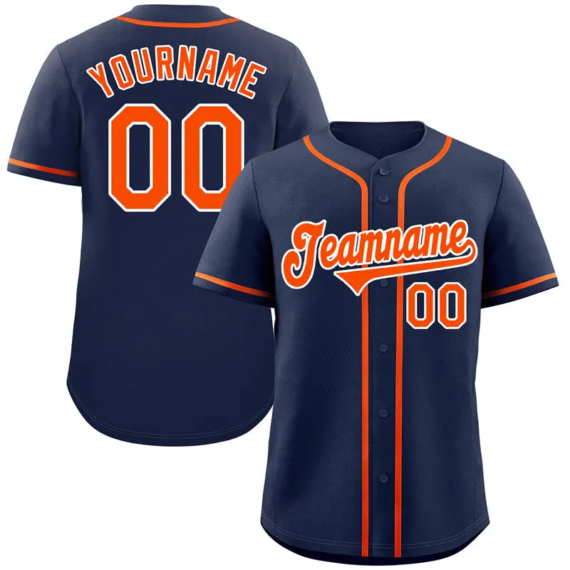 Navy Orange-White Classic Style Authentic Baseball Jersey