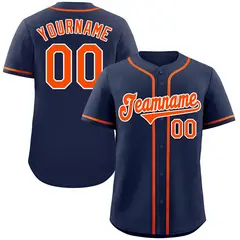 Navy Orange-White Classic Style Authentic Baseball Jersey 1