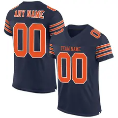 Navy Orange-White Classic Style Mesh Football Jersey 1