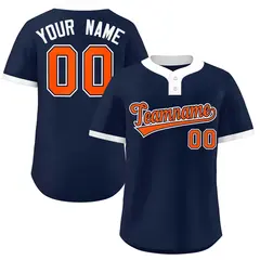 Navy Orange-White Classic Style Two-Button Softball Jersey