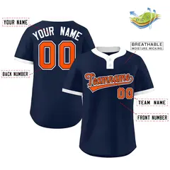 Navy Orange-White Classic Style Two-Button Softball Jersey 2