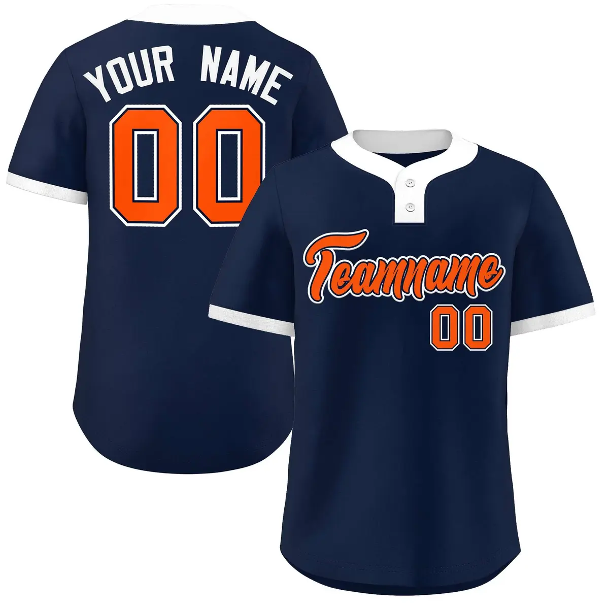 Navy Orange-White Classic Style Two-Button Softball Jersey