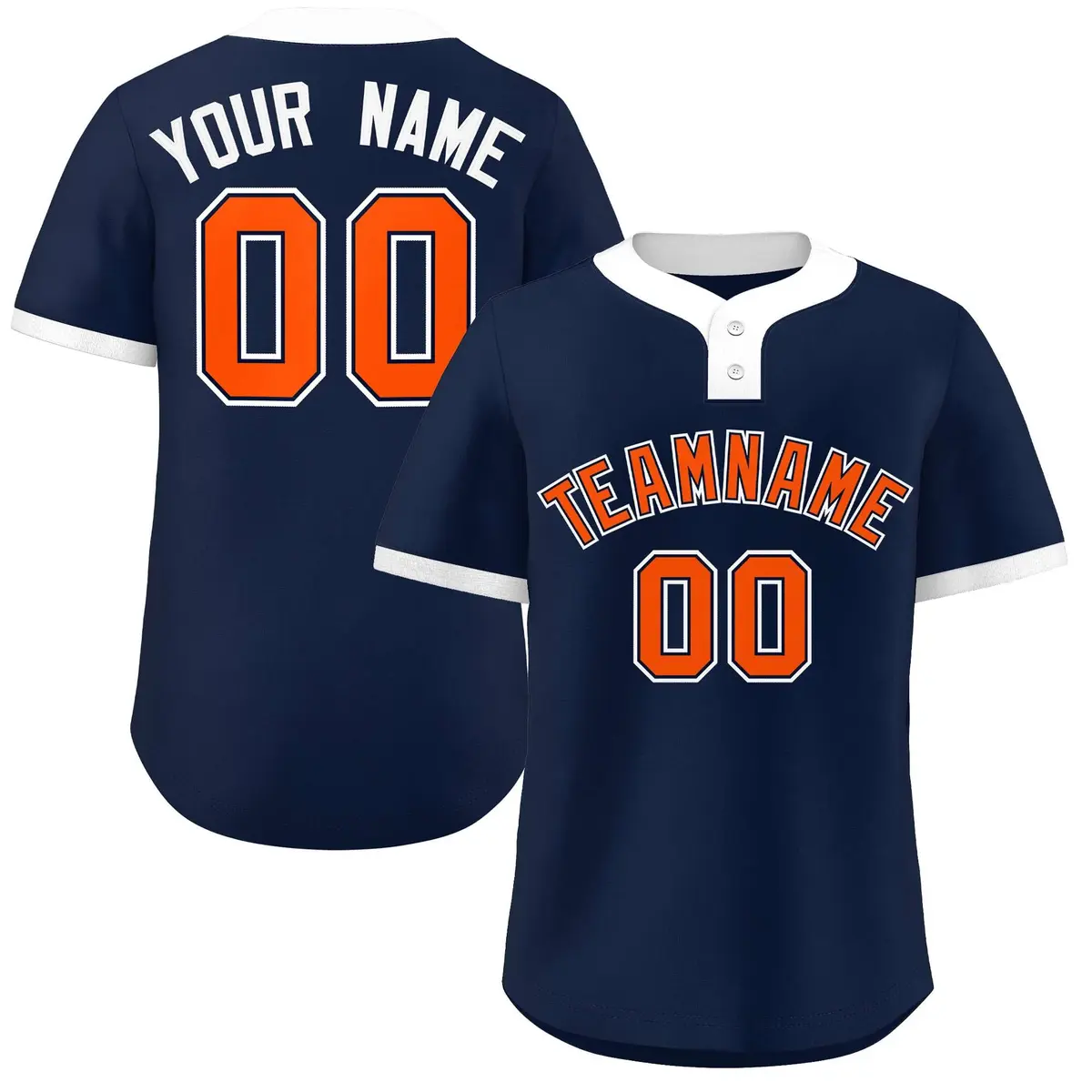 Navy Orange-White Classic Style Two-Button Softball Jersey
