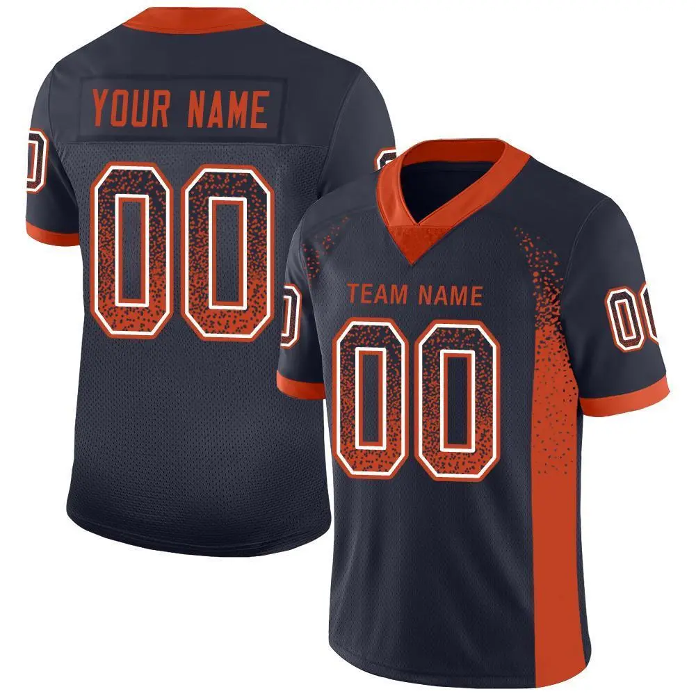 Navy Orange-White Drift Mesh Football Jersey