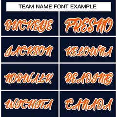 Navy Orange-White Full-Snap Varsity Letterman Jacket 3