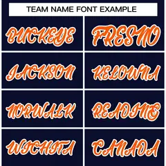 Navy Orange-White Full-Snap Varsity Letterman Jacket 5