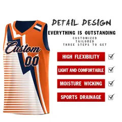 Navy Orange White Gradient Lightning Stripe Reversible Basketball Jersey 3
