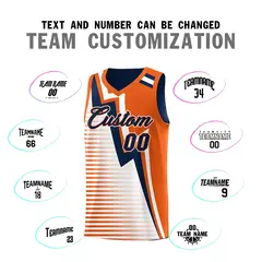 Navy Orange White Gradient Lightning Stripe Reversible Basketball Jersey 4