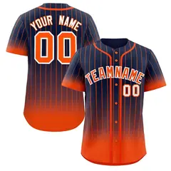 Navy Orange-White Gradient Stripe Fashion Baseball Jersey