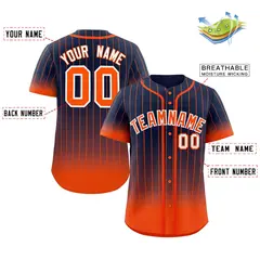 Navy Orange-White Gradient Stripe Fashion Baseball Jersey 2