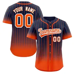 Navy Orange-White Gradient Stripe Fashion Baseball Jersey