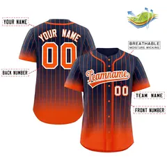 Navy Orange-White Gradient Stripe Fashion Baseball Jersey 2