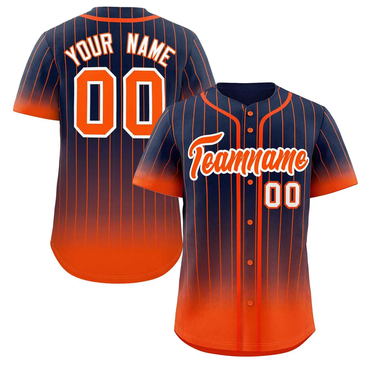 Navy Orange-White Gradient Stripe Fashion Baseball Jersey