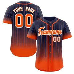 Navy Orange-White Gradient Stripe Fashion Baseball Jersey