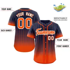 Navy Orange-White Gradient Stripe Fashion Baseball Jersey 2