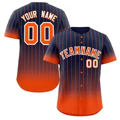 Navy Orange-White Gradient Stripe Fashion Baseball Jersey