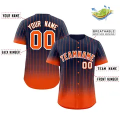 Navy Orange-White Gradient Stripe Fashion Baseball Jersey 2