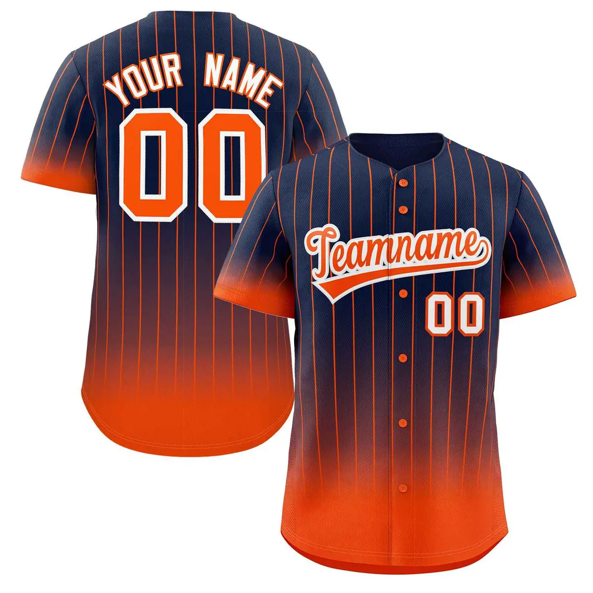 Navy Orange-White Gradient Stripe Fashion Baseball Jersey