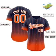 Navy Orange-White Gradient Stripe Fashion Baseball Jersey 2