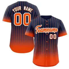 Navy Orange-White Gradient Stripe Fashion Baseball Jersey