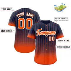 Navy Orange-White Gradient Stripe Fashion Baseball Jersey 2